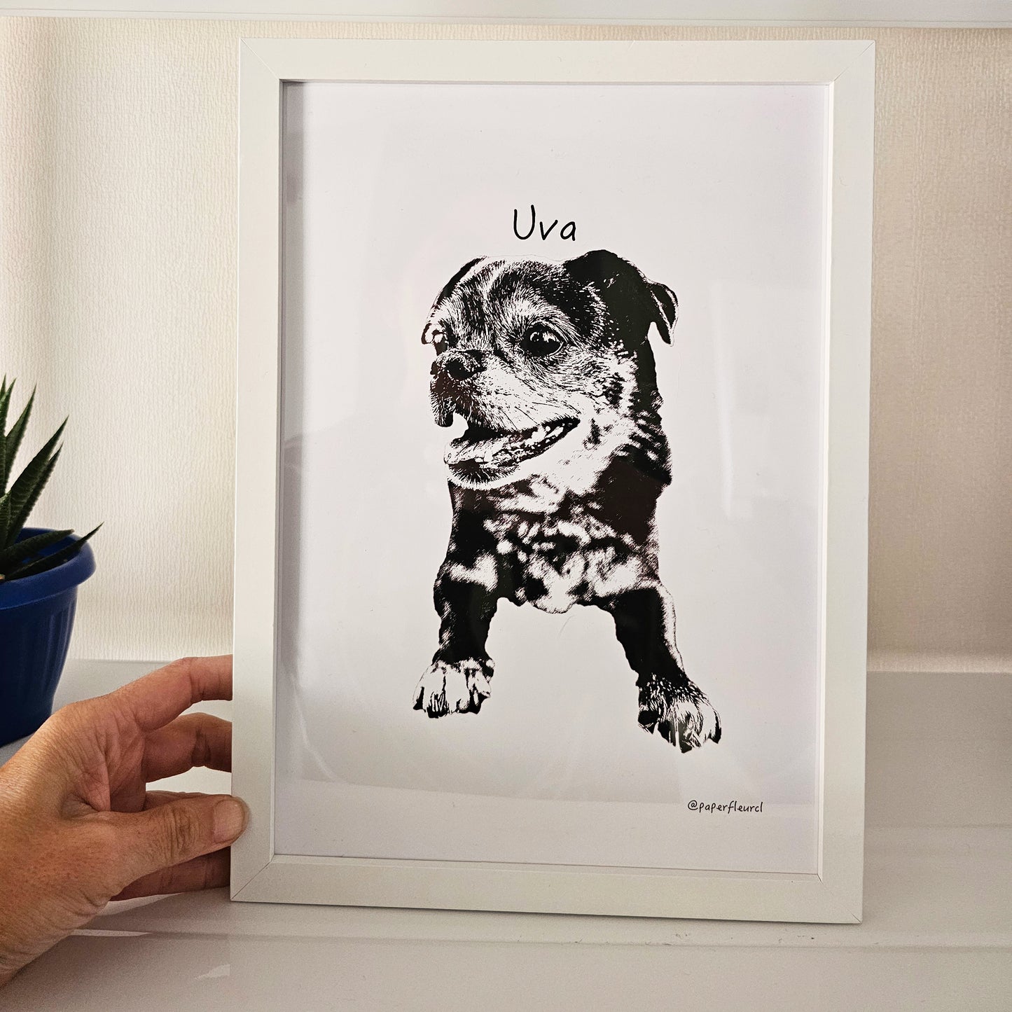 Cuadro personalizable mascota blanco y negro