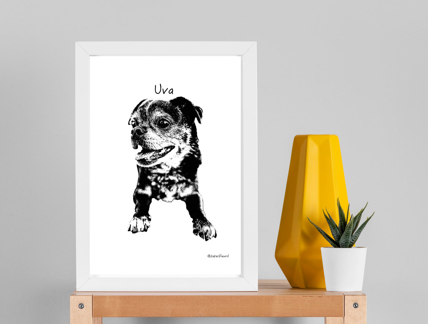 Cuadro personalizable mascota blanco y negro