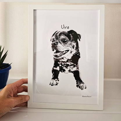 Cuadro personalizable mascota blanco y negro