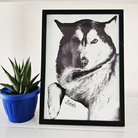 Cuadro personalizable mascota blanco y negro