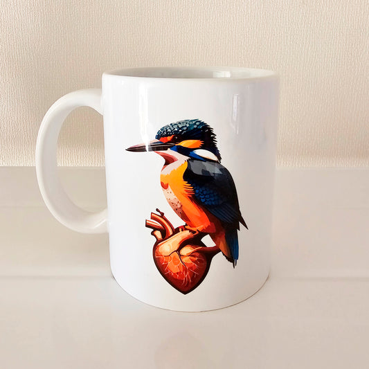 Taza Martín pescador en corazón